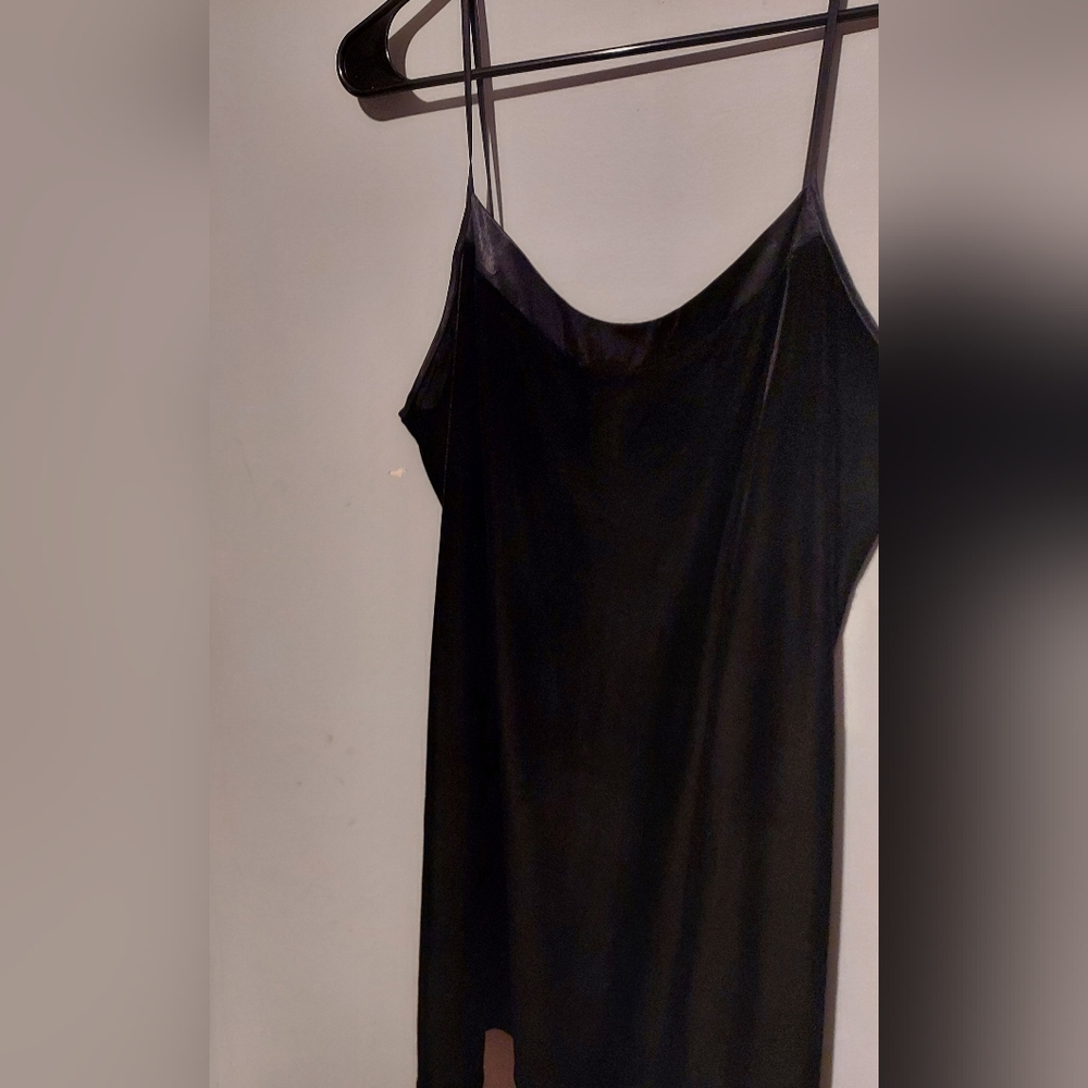 Vtg Y2K Whimsigoth Cami Tank Top Medium Black Velvet Satin Trim Fairy Grunge